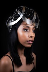 Canvas Print - shot of a beautiful young woman wearing futuristic headgear