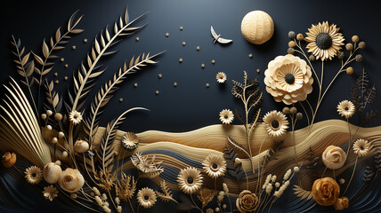 Wall Mural - crescent moon fairy tale arab night.