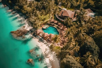 Wall Mural - Aerial view of tropical beach resort