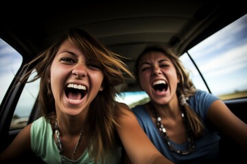 two women in the car