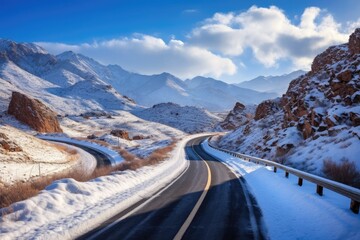 Wall Mural - Snowy Mountain Road