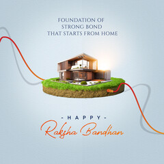 Happy Raksha Bandhan. A creative and conceptual raksha bandhan poster design template for real estate and construction companies.