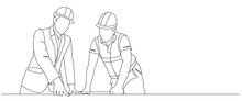 Labor Day Illustration, Builder Worker Line Art Style Vector Illustration