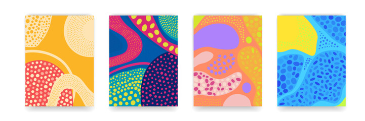 Leinwandbilder - Abstract background pattern background, colourful fun doodle pattern backgrounds with abstract shapes and colors. Modern trendy cartoon pattern for funny brochure cover template, vector posmodern