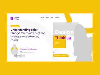 Circle Yellow Podcast Landing Page UI Kit Template, a user-friendly design crafted for your podcast website. UI kit features circular elements and a vibrant yellow color scheme. 