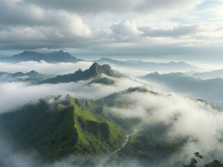 Wall Mural - clouds over the mountains