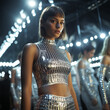 © Roman - Backstage at a fashion show girl in shiny clothes model