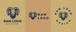 © iamfrk7 - Ram head logo, Abstract vector horns ram animal sheep logo, icon Aries, sign goat. Design template premium brand business, graphic badge company.