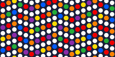 Wall Mural - Lines of multi-colored circles that alternate with white ones. Pattern for cloth, background, packaging, notepad, wallpaper.