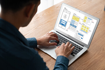 UX UI design process for modish mobile application and website . Creative prototype of wireframe for professional app developer .