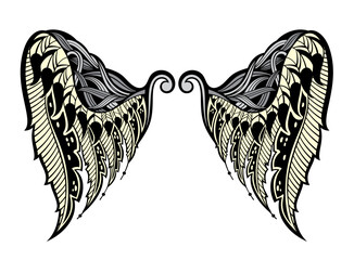 Wall Mural - a pair of bird wings. angel. vector illustration for tattoo.