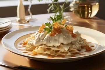 Alba White Truffle Pasta: Savor the earthy aroma and luxurious flavor of Alba white truffles atop perfectly cooked pasta.Generated with AI