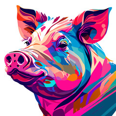 Wall Mural - Pig head with abstract colorful background. Vector illustration for your design