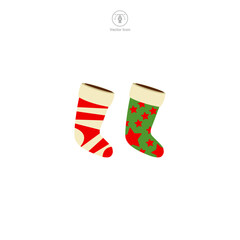 Wall Mural - Christmas Stocking icon symbol vector illustration isolated on white background