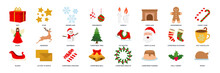 Christmas And New Year Icon Set, Included Icons As Christmas Tree, Santa Claus, Hot Chocolate And More Symbols Collection, Logo Isolated Vector Illustration