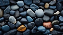 Abstract Nature Pebbles Background. Blue Pebble Texture. Stone Background. Generative AI