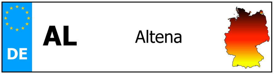 Registration number German car license plates of Altena Germany