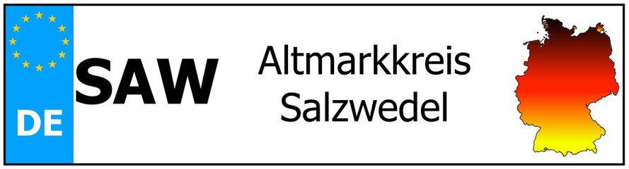 Registration number German car license plates of Altmarkkreis Salzwedel Germany