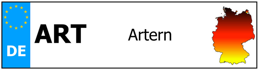 Registration number German car license plates of Artern Germany