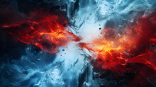Abstract Image Of Fire And Ice Meeting In Violent Beauty. 
