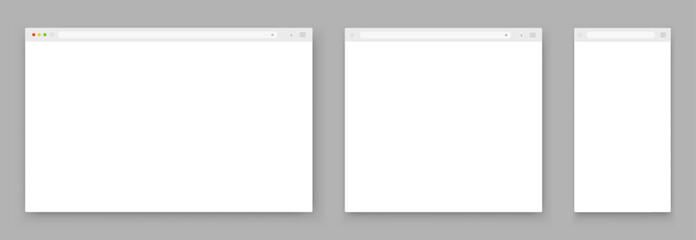 Wall Mural - a set of white browser windows of different shapes on a dark background. website layout with search 