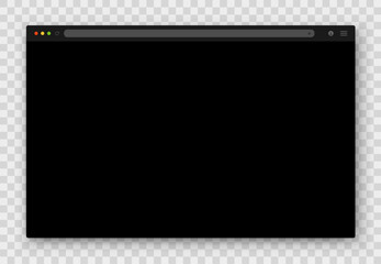 Wall Mural - browser window. realistic black empty browser window with shadow on transparent background. vector e