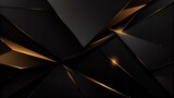 Fototapeta Perspektywa 3d - Abstract golden lines on black BG. Luxurious, premium 3d design. Geometric triangles, modern design. Modern VIP fashion banner.