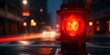 warning lamp in the street at night. Red alert lamp or warning indicator