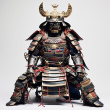 Ancient Japanese Samurai's Head And Body Armor. Use Scary Character Masks To Scare Enemies.