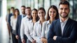 © VERTEX SPACE - business successful teamwork smart attractive business people standing in a row formal cloth smile confident and cheerful in modern office background,ai generate