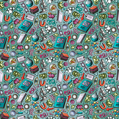 Wall Mural - cartoon cute science seamless pattern