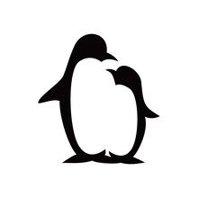 Penguin Silhouette Design. Penguin Family Sign And Symbol.