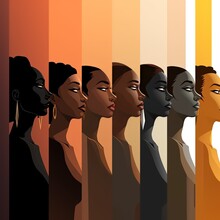 Colors Shades Of Women Of Color Vector Illustration Made With Generative AI 