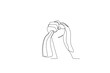 © stlineart - A hand holding firmly the Indonesian flag. Youth pledge one-line drawing