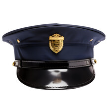 Police Uniform Hat With Badge On Isolated Transparent Background