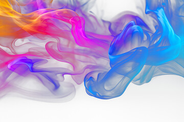 Wall Mural - neon smoke cloud in orange pink and blue transparent texture. generative ai