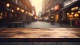 Fototapeta Londyn - empty table with blurry bar background
