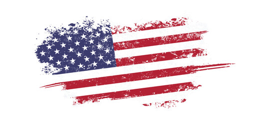 United states flag with brush trace and grunge effect, american flag