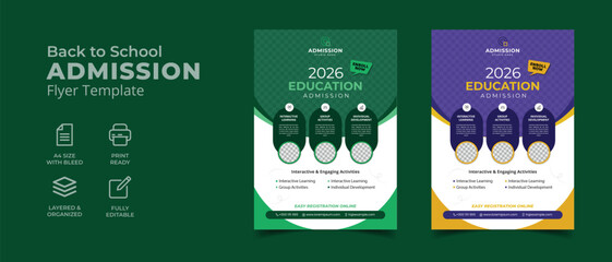 modern back to school admission of 2 templates of a4 size flyer poster brochure leaflet template 