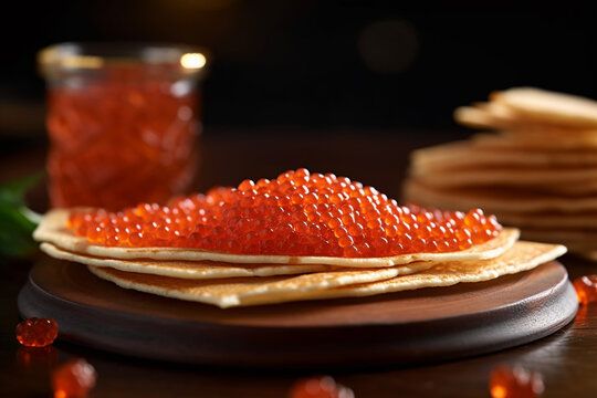 Wall Mural -  - Red Russian caviar and blini bread