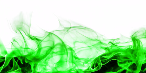 Wall Mural - abstract green smoke flames transparent texture - generative ai