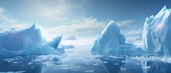 Sea Ocean Iceberg Ice floe Arctic Antarctic Frost Waves Cold