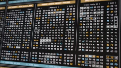 Wall Mural - computer memory code encryption technology for high security. big data analysis process in low level