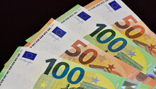 Images Of Banknotes Of Various Countries. Euro Photos.