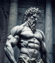 Handsome Marble Statue Of Powerful Greek God Zeus The Powerful King Of The Gods In Ancient Greek Religion Looking To The Right