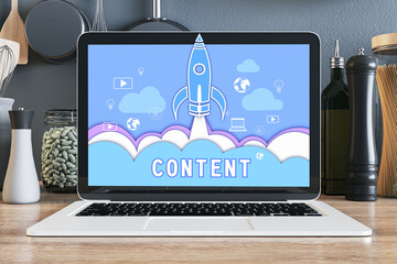 Wall Mural - laptop screen with content concept on screen. 3d rendering