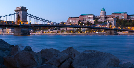 Sticker - Image of Chain Bridge near Buda Fortress in Hungary outdoor.