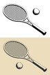 Tennis racket and ball illustrations