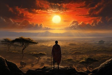 Wall Mural - Maasai Gaze: The Serengeti Migration
