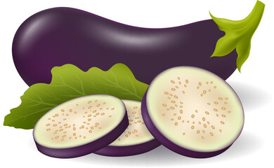 Wall Mural - Realistic aubergines composition